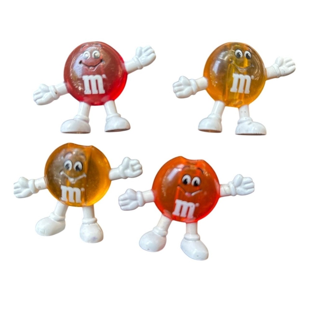 Vintage M&M's Character light caps Set of 4 Red Orange‎ Yellow Mars Inc
